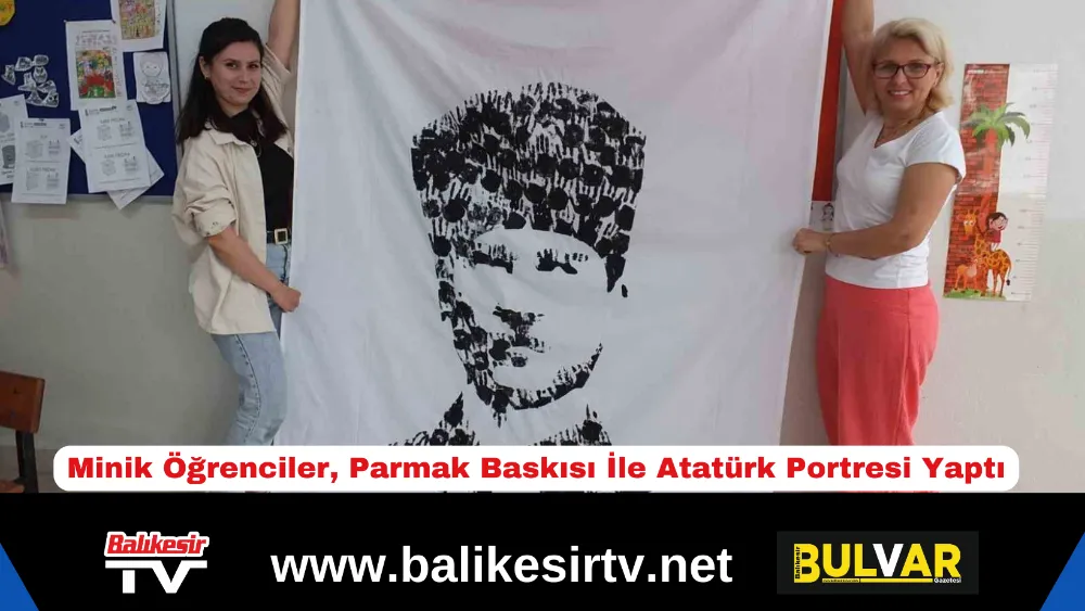 Minik Öğrenciler, Parmak Baskısı İle Atatürk Portresi Yaptı